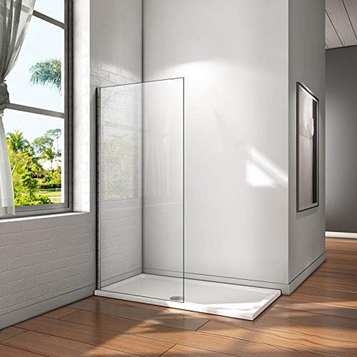 Walk In 200cm Parete Doccia in Vetro da 8mm Temperato Trasparente Anticalcare larga 110cm