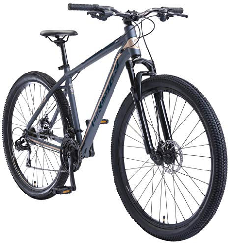 BIKESTAR Hardtail Aluminium Mountainbike Shimano 21 Gang Schaltung, Scheibenbremse 29 Zoll Reifen | 19 Zoll Rahmen Alu MTB | Blau Braun