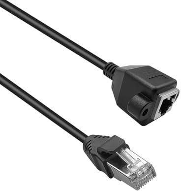 iYueMps RJ45 macho a hembra tornillo montaje en panel Ethernet LAN Cable de extensión (1,5 m)