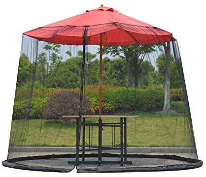 JAWSEU Sonnenschirmnetz, Fliegengitter, Moskitonetz für Sonnenschirm Fliegennetz Mückennetz, Schwarz, 300cmx230cm