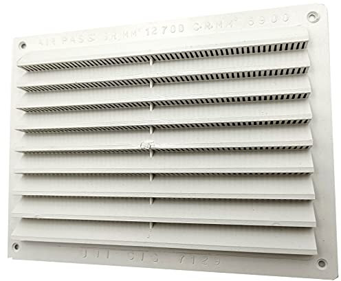 Kombi Griglia Aerazione Plastica 150 x 200 mm per Ventilazione Areazione Rettangolare Protezione Insetti Bianco Sistema Aria Casa 150x200