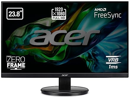 Acer K242HQL - Monitor de 23,8 Full HD 60 Hz (60.5 cm, 1280 x 1024, Pantalla LED, ZeroFrame, 250 cd/m², Tiempo de Respuesta 1ms VRV, VGA, HDMI), Color Negro