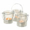 Spetebo Glas Teelichthalter - 3er Set / 7 cm - Windlilcht mit Bügel zum Hängen für Innen und Außen transparent