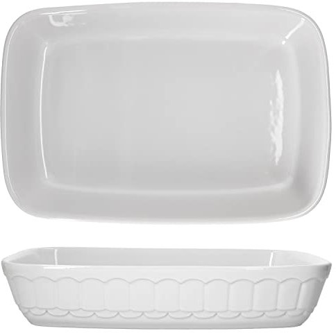 MamboCat 2er Set Auflaufformen Keramik Bräter backofengeeignet 3L I großes Servierschalen Set weiß eckig für Tiramisu Fingerfood Tartes und Quiches I Keramikformen für Ofen I feuerfeste Schalen