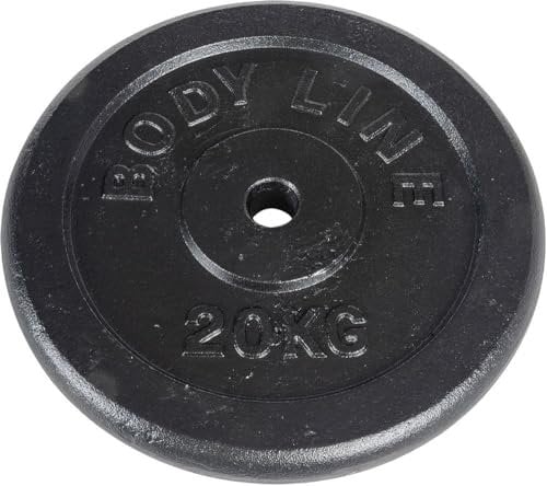 Bodyline 20 kg schwere Scheibe aus Gusseisen für Langhantel-, Kurzhantel- und Gewichtheben — Durchmesser 25 mm — für Fitnessstudio, Fitness, Heimtraining