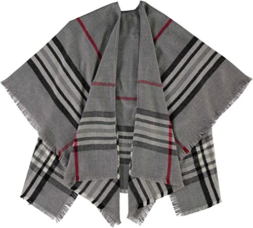 Giorgio Rimaldi® Poncho Damen Kariert - Hochwertiges Cape Aus Reinem Polyacryl - Wärmend & Hautfreundlich - Ideales Winter Accessoire - 120x150cm