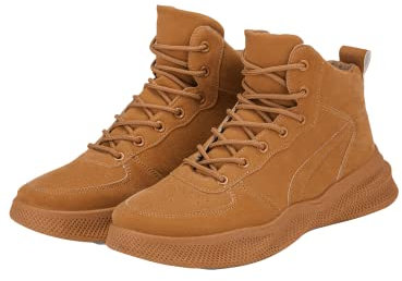 Ombre Herren Sneakers höhe Schuhe aus Wildleder Basicstyle Casual Freizeit Sport 5 Farben S-XXL (Camel, Numeric_43)