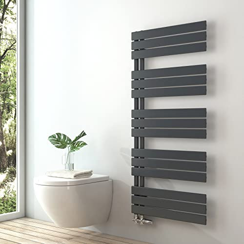 S'AFIELINA Design Badheizkörper Handtuchheizkörper Anthrazit Flach Paneel Seitenanschlusss 1320x600mm Heizkörper für Bad Handtuchtrockner 838 Watt