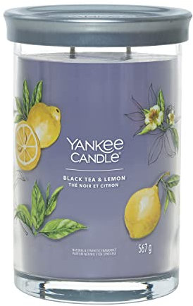Yankee Candle Signature Duftkerze | große Tumbler-Kerze mit langer Brenndauer „Black Tea & Lemon“ | Soja-Wachs-Mix | Perfekte Geschenke für Frauen