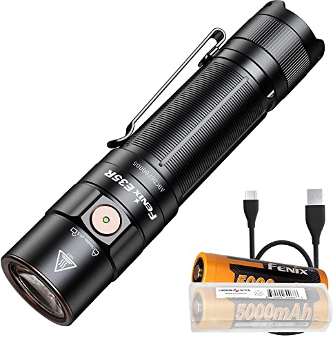 Fenix Dual Battery Bundle E35R EDC Taschenlampe, 3100 Lumen, USB-C, wiederaufladbar, hohe Lumen-Leistung, Taschenlampe mit extra ARB-L21-5000 und LumenTac Akkugehäuse