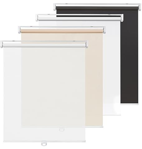 LazBlinds No Tools No Drill Cordless Roller Shades, Light Filtering Roller Blinds for Windows, Thermal Insulated UV Protection Roll Up Window Blinds and Shases, 26'' W x 72'' H, Grey