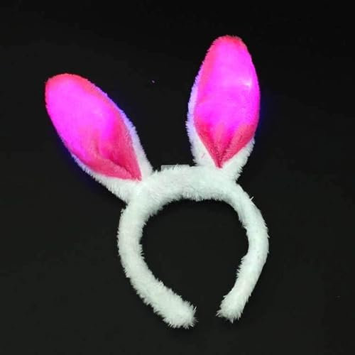 BF Souvenirs 1x LED Plüsch Haarreif BUNNY mit Hasenohren in 3 Farben, blinkend und leuchtend - Party Karneval Geburtstag Motto Party Fasching Prinzessin Königin (Pink)