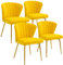 Sepnine® Esszimmerstühle Samt 4er Set, Moderner Küchenstuhl, Polsterstuhl Esszimmer, Ergonomischer Essstuhl mit goldenen Beinen für Wohnzimmer, Schlafzimmer, Küche (Gelb)