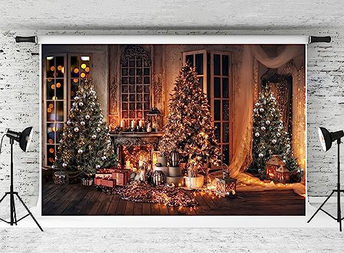 Kate 3x2m Weihnachten Backdrops für Fotografie Weihnachtsbaum Fotografie Backdrops Weiß Tüll Backdrop Vorhang Xmas Kamin Dekoration Hintergrund