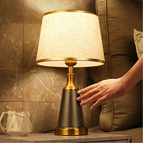 Chao Zan Tisch- oder Nachttischlampen - Tischleuchte mit Stoffschirm - Metalle Tischleuchte - D25 x H45 - E27 Lampe - ohne Leuchtmittel (B)