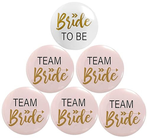 6 Pezzi Team Bride,Spille Amica Della Sposa Spilla Addio Al Nubilato Kit Decorazione Team Bride Gadget Per Sposa Squadra Sposa Amica Matrimonio Nozze Feste Notte Addio Al Nubilato