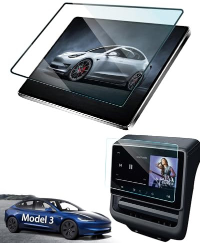 ASZSK [Lot de 2 Protection Écran pour Tesla Model 3 2024 2025, 9H Film de Protection d'écran en Verre Trempé pour Model 3 Highland, 15,4 + 8 Protecteur Navigateur Accessoires
