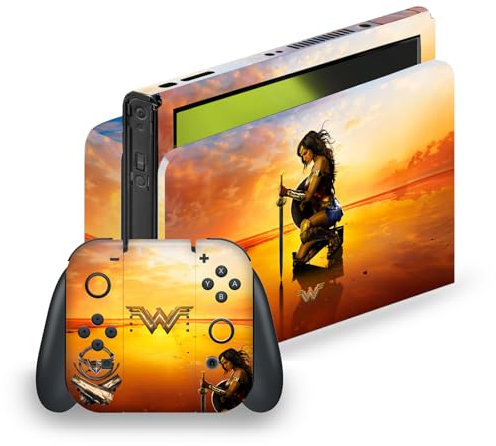 Head Case Designs Offizielle Wonder Woman Movie Schwert Und Schild Poster Vinyl Haut Gaming Aufkleber Abziehbild Abdeckung kompatibel mit Nintendo Switch OLED Bundle