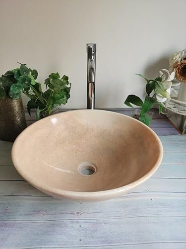 Lavabo redondo de piedra de granito rosa rosa -100% piedra natural granito rosa claro encimera lavabo