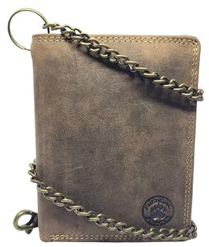 Frederric&Johns® Portafoglio Biker a Catena per Motociclista - Vera Pelle, Marrone, Taglia Unica, Vintage