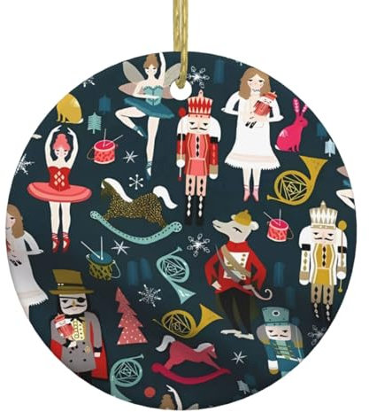Schiaccianoci da donna ballerina di Natale in porcellana bianca, ciondolo in ceramica a forma di albero di Natale, con corda metallica dorata, per feste e decorazioni per negozi, aggiunge un'atmosfera