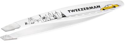 TWEEZERMAN Mini Oval Pinzette (Handgeschliffene Schräge Spitzen, Augenbrauen zupfen, Profi-Qualität, Rostfreier Edelstahl), New York