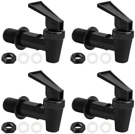 TOATELU 4 Distributori di Bevande, Dispenser di Acqua in Plastica, Rubinetto di Ricambio per Birra, Caffè, Succhi - Fontana Con Pattumiera (Nero)