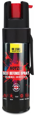 Noyzie Self Defence Spray UK Legal Pepper Spray Alternative for Men & Women with UV Marking & Handy Clip - Criminal Identifier Spray for Personal Protection 15ml