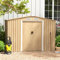 GOPLUS Abri de Jardin Naturel avec Bas, Cabane à Outils en Acier Galvanisé, Portes Verrouillables, Toit en Pente, Plancher, Bouches d'Aération, 2 Paires de Gants, pour Jardin (259x196x184cm)