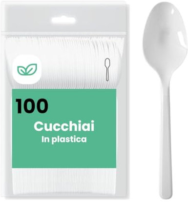 Cucchiai Bianchi Riutilizzabili e Riciclabili - Pacco da 100, 16,5 cm, Lavabili in Lavastoviglie - Perfetti per Dolci, Gelato, Zuppe e Dessert