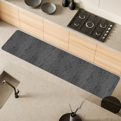 Comart, Alfombra Nancy para Cocina, Pasillo y decoración, Antideslizante, de Chenilla, Borde Antideslizante, Suave, Resistente, Lavable a máquina, Fabricada en Italia, Color Gris, 50 x 230 cm