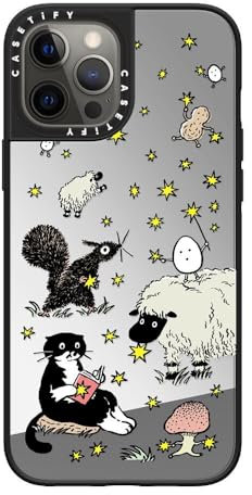 CASETiFY Mirror iPhone 12 Pro Max Hülle [Reflektierend/1,5 m Fallschutz/Kompatibel mit Magsafe] - Star mo - Silber auf Schwarz