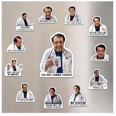 Dr. Nowzaradan Kühlschrankmagnete, starke Magnete, schwarzer Text, motivierender Diät-Helfer – niedliches lustiges magnetisches Zubehör für Kühlschrank und Auto, 12 Stück