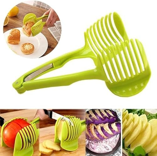 Tomato Slicer Vegetable Cutter 2024 Upgrade Round Lemon Egg Slicing Tool Multipurpose Handheld Round Fruit Tongs Onion Holder Handheld Slicer Household Kitchen Cutting Aid Gadgets Tool (1pc)