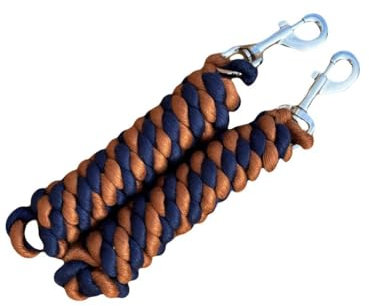 2 Stück Baumwolle Führstrick für Pferd 2 Meter Auswechselbare robuste Trigger Clip (Marineblau/Braun)