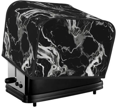 Black And White Marble 4 Slice Toaster Covers Quilted Bread Maker Cover Small Appliance Cover With Handle Toasters Dust Cover For Home Table Kitchen Decor