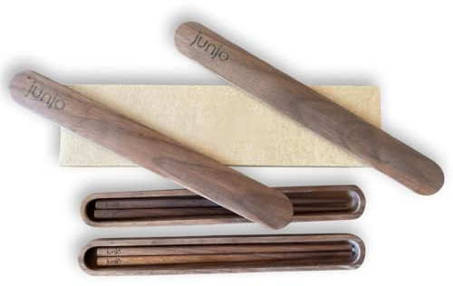 Set de 2 Pares de Palillos PREMIUM de Madera Natural junjō – Con 2 Estuches, Ideal como Regalo para Parejas, Reutilizables para Sushi y Ramen. Palillos chinos premium de calidad.