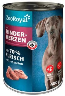 ZooRoyal Hundefutter mit Rinderherzen, 6er Pack (6 x 400g)