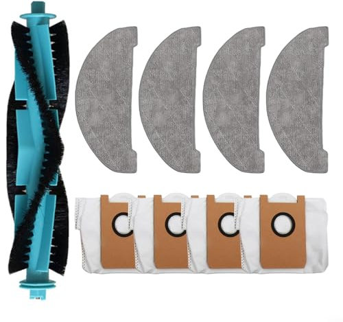 Puupaa Piezas de repuesto para Ultenic para robot aspirador T10 Lite, accesorios 1 cepillo principal, 4 bolsas de polvo, 4 paños de fregona
