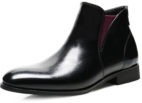 Botas Chelsea para Hombre, Botines De Piel Sintética para Hombre, Zapatos De Vestir Clásicos Y Elegantes Sin Cordones para Uso Informal Y Formal.,Negro,42 EU