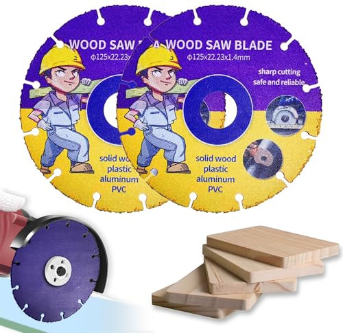 Kizaten 2Pcs Disque à Tronçonner,125 mm Disque à Tronçonner Carbide Multi Wheel,Disque a Tronconner Bois pour Meuleuse d'Angle Pour Planches,Caoutchouc,Contreplaqué,Clous en Acier