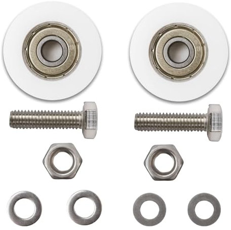 Greenhouse Sliding 30mm Door Wheels Universal Replacement Greenhouse Door Roller Kit Accessories for Garden Glass Home Hotel Shower Door Includes 2 Wheels 2 M6*22 Screws 4 Spacers