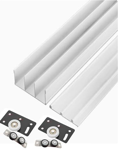 Kit de rail pour porte coulissante, 3 rails coulissants pour portes coulissantes de placard, ferrures pour porte de garde-robe, installation facile, design sans rainure