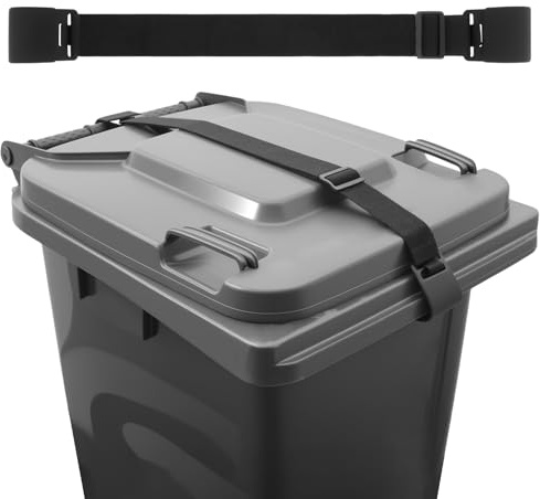 NZWBSHSSP 2Pcs Metal Double Claw Trash Can Lock Strap - Adjustable Animal-Proof Security for Raccoons, Dogs, Squirrels & Wind, Heavy-Duty Stainless Steel Garbage Bin Lock, Universal Outdoor Trash Can
