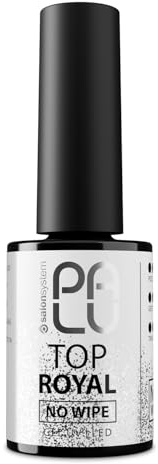 PALU - Top Coat ohne Schwitzschicht - No Wipe UV LED Überlack - Ohne Inhibitionsschicht, intensiver Glanz, Mittelviskos - Transparent mit silbernem Glitzer - Meerjungfrauen Effekt - Royal 11 g