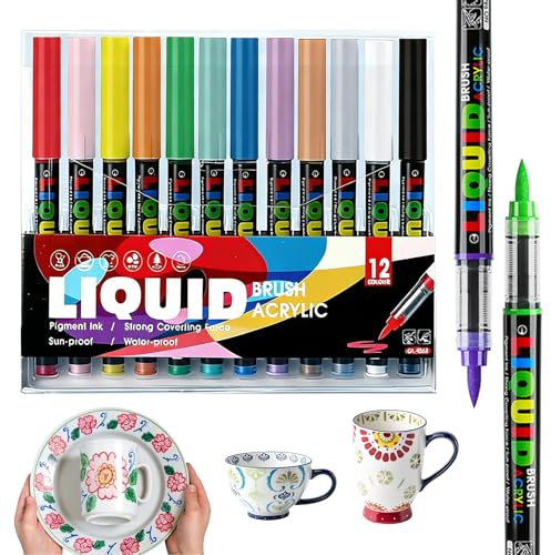 Yolkify 12 Colors Porcelain Pens - Ceramic Pens for DIY Crafts, Student Coloring, Universal Graffiti, Art Creative Projects