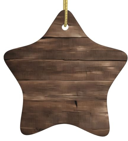 Rustic Old Barn Wood Print Christmas Tree Ceramic Hanging,Christmas Tree Print Holiday Pendant Ornament