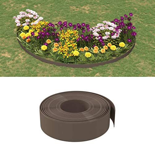 Staketenzaun Beeteinfassung,Rasenkante Braun 10 m 15 cm Polyethylen für Landschaftsgestaltung, Hof, Blumenbeete