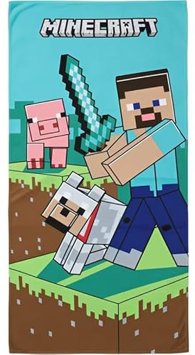 MINECRAFT - Strand- und Poolhandtuch aus Mikrofaser, 140 x 70 cm, schnell trocknend, ultraweich