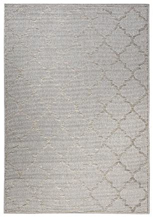 Wecon Home I In & Outdoor, Moderner Kurzflor Teppich/Läufer für Flur, Esszimmer, Küche I Gleamy I WH-4630-957 I (133 x 200 cm, Silber Beige)